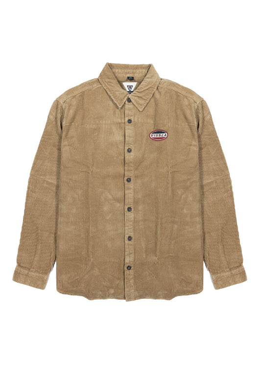 Vissla Blinker Organic Cotton Corduroy Shirt for Men in Burgundy and Bronze
