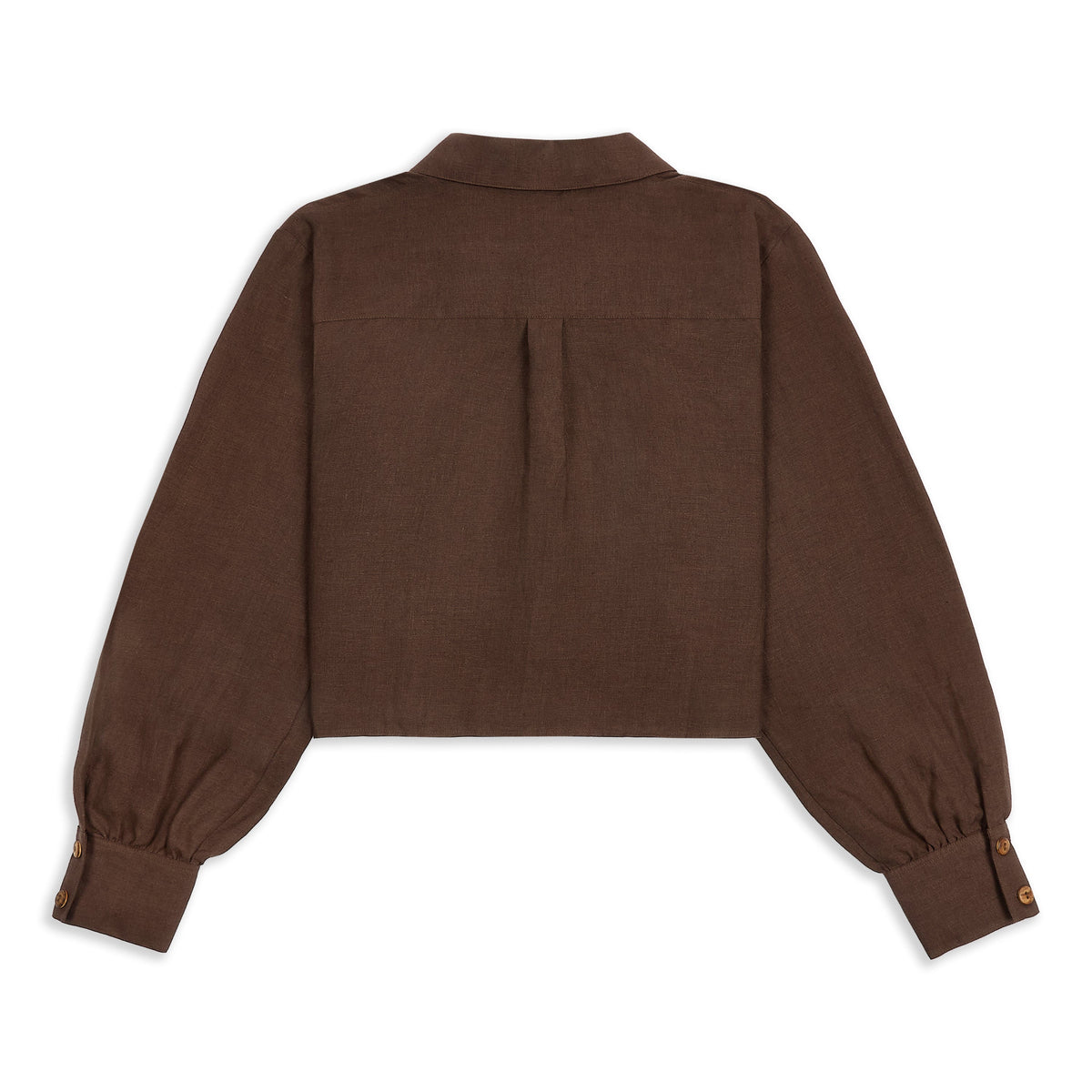 Má + Lin Freya Linen Cropped Blouse - Chocolate