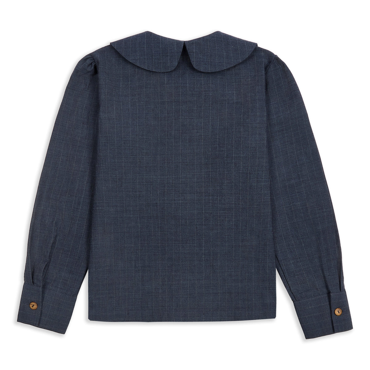Má + Lin Claudine Wool Linen Overshirt - Navy Pinstripe