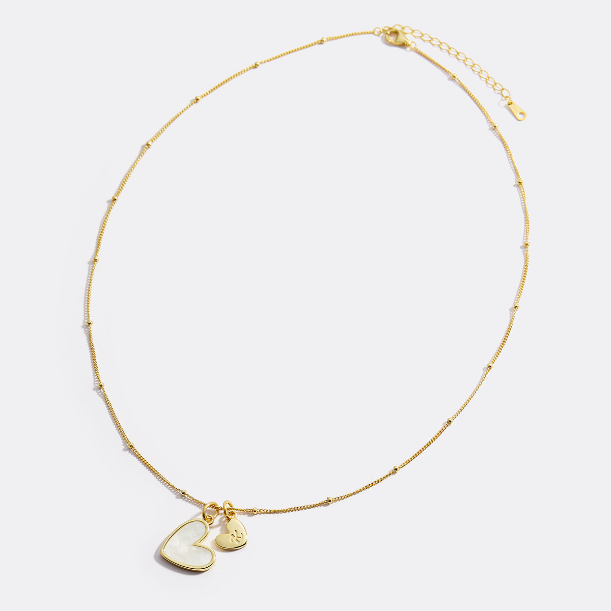 Savaé Design Mother of Pearl Heart Initial Necklace