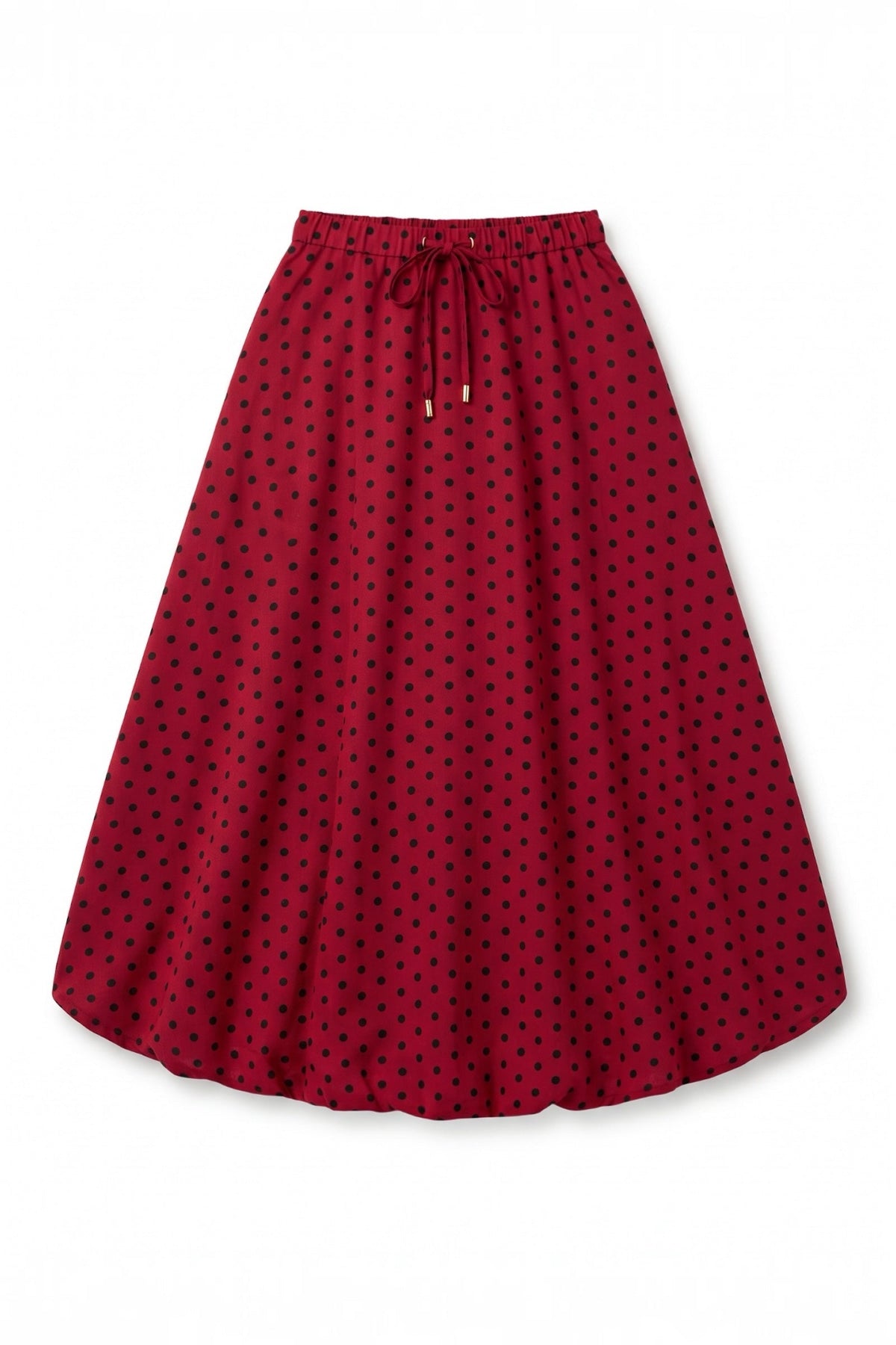 Dixie Spot Print Bubble Hem Midaxi Skirt - Wine