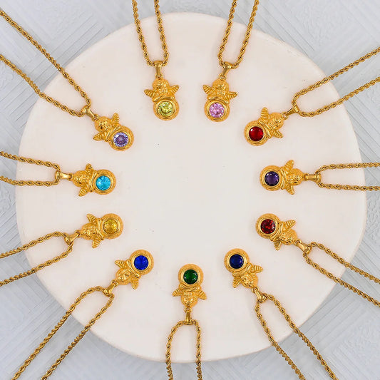 Savaé Design Dainty Angel Birthstone Necklace