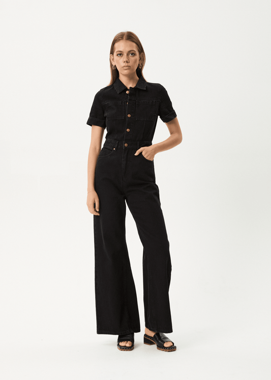Afends Miami Denim Flared Jumpsuit |