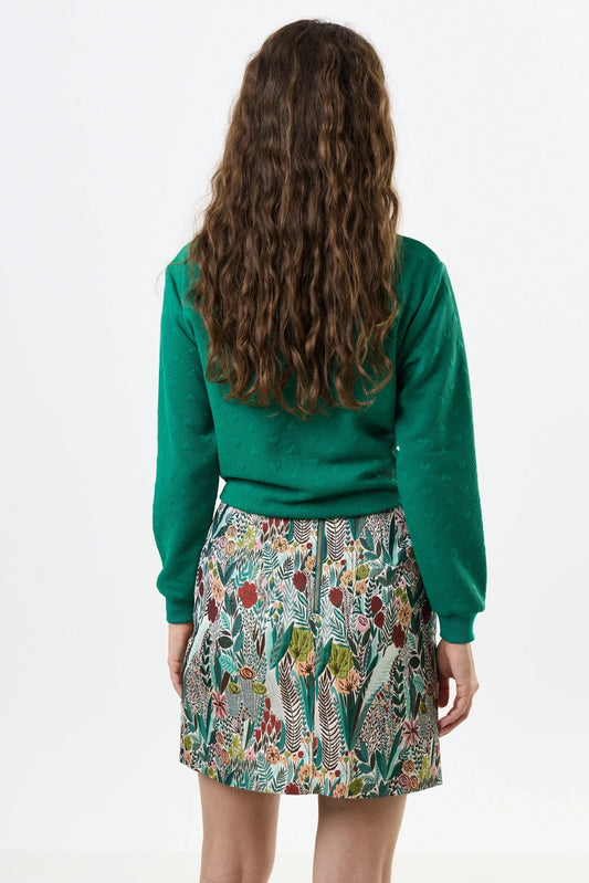 Aubin Jungle Jacquard A-line Mini Skirt - Green - Bascora