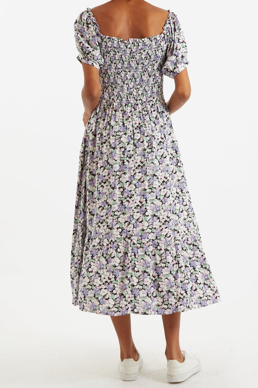 Babette Liseron Shirred Bodice Midi Dress - Bascora