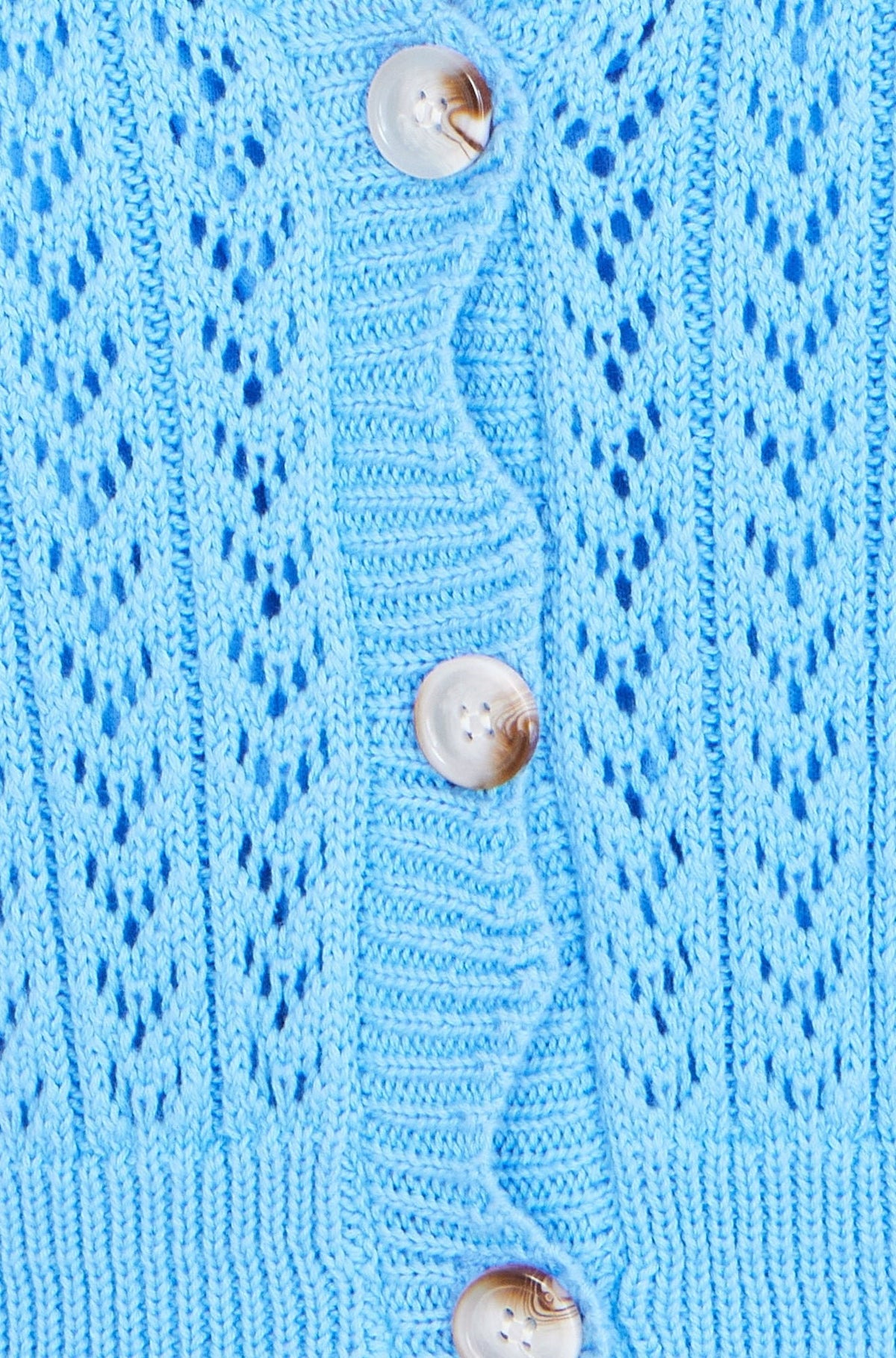 Blue Scallop Edge Crochet Knitted Midi Dress - Bascora