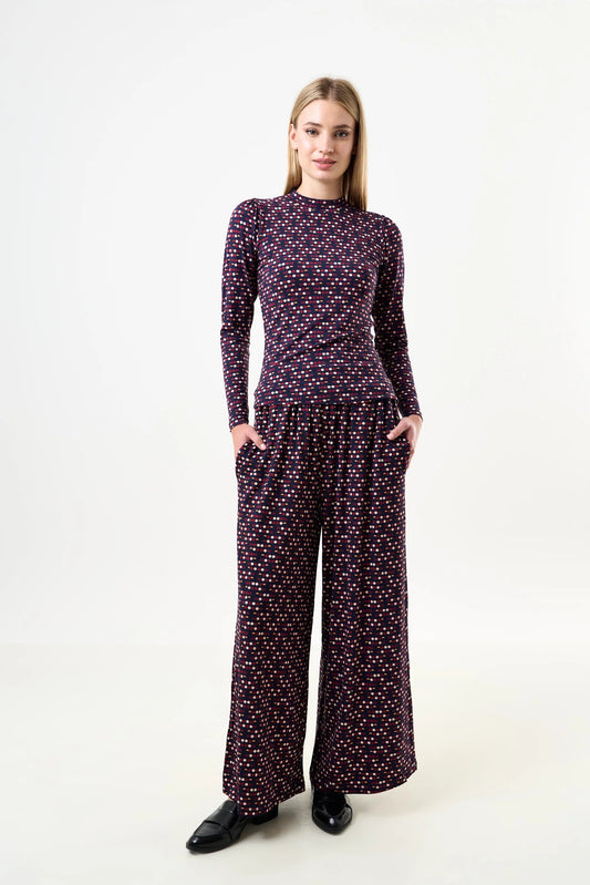Gilly Retro Dots Print Long Sleeve Top | Louche