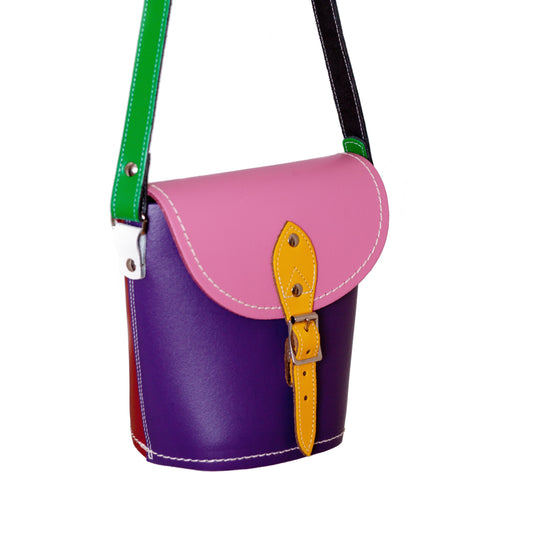 Handmade Leather Barrel Bag - Classic Kaleidoscope - Bascora