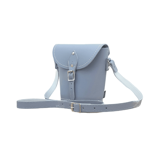 Handmade Leather Barrel Bag - Lilac Grey - Bascora