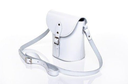 Handmade Leather Barrel Bag - White - Bascora