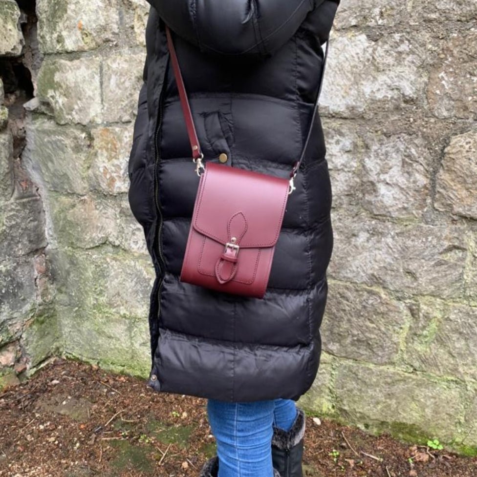 Handmade Leather Festival Phone Bag - Orange - Bascora