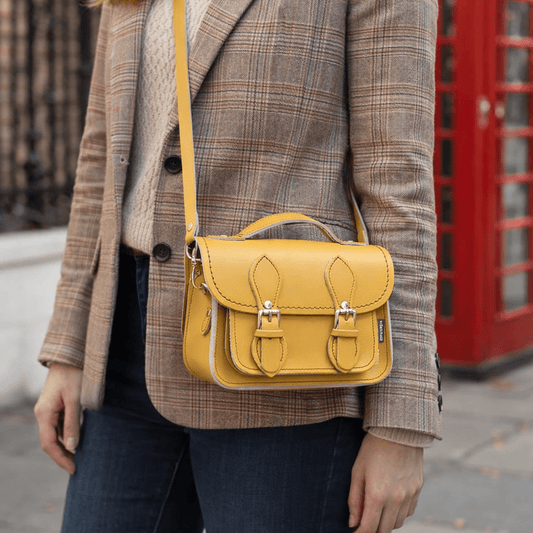 Handmade Leather Micro Satchel – Yellow Ochre - Bascora