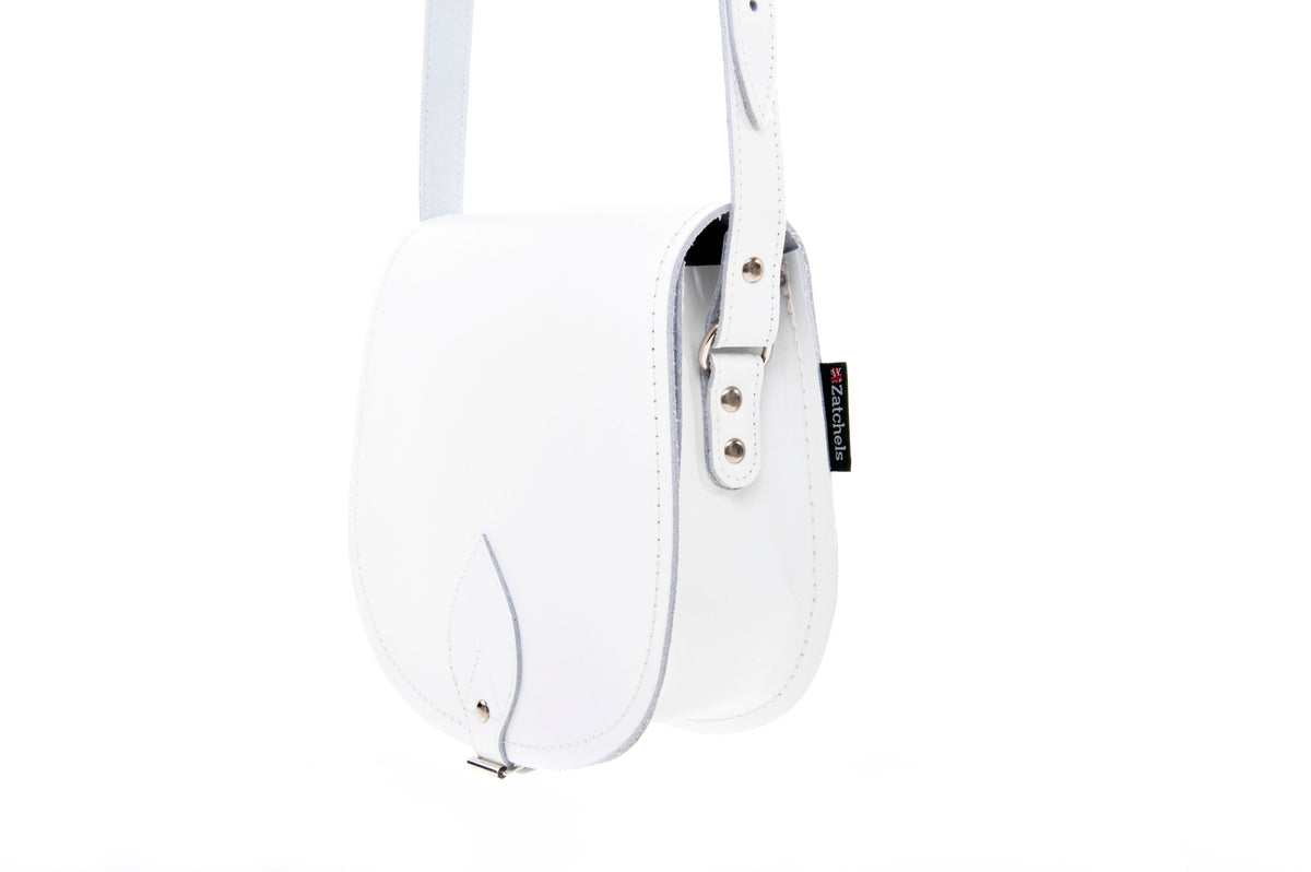 Handmade Leather Saddle Bag - White - Bascora