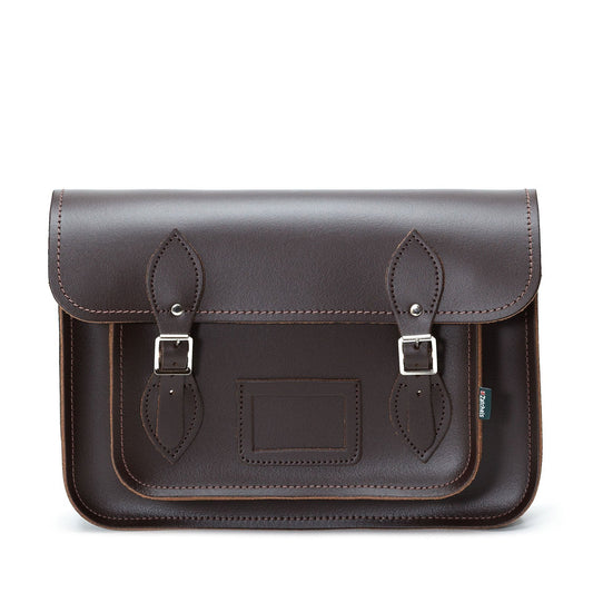 Handmade Leather Satchel – Dark Brown - Bascora