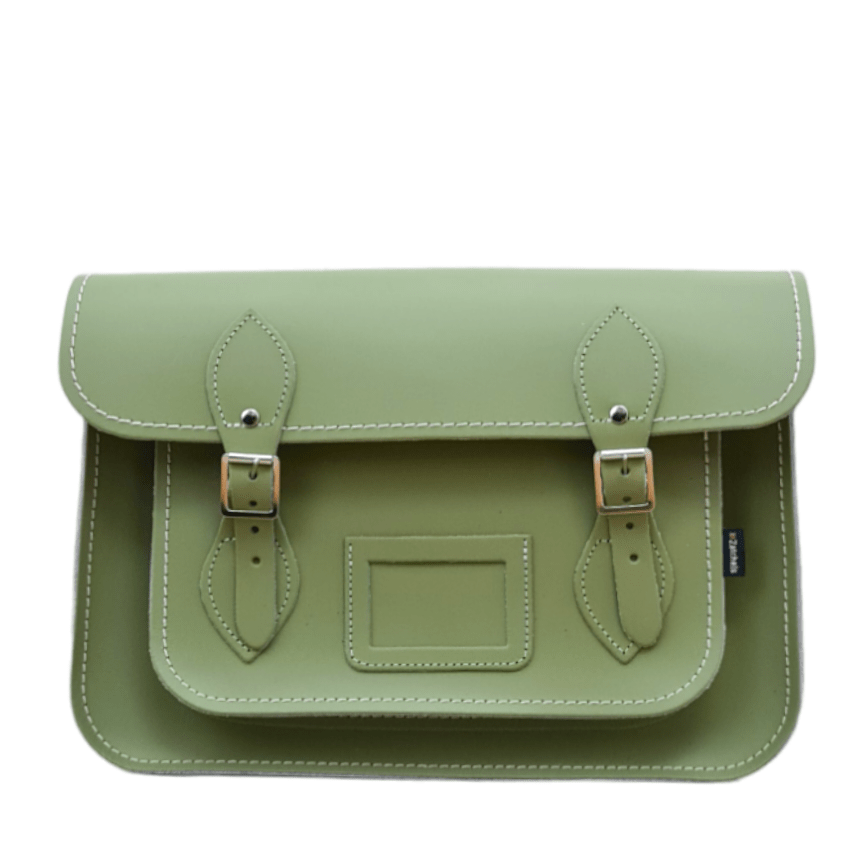 Handmade Leather Satchel – Sage Green - Bascora