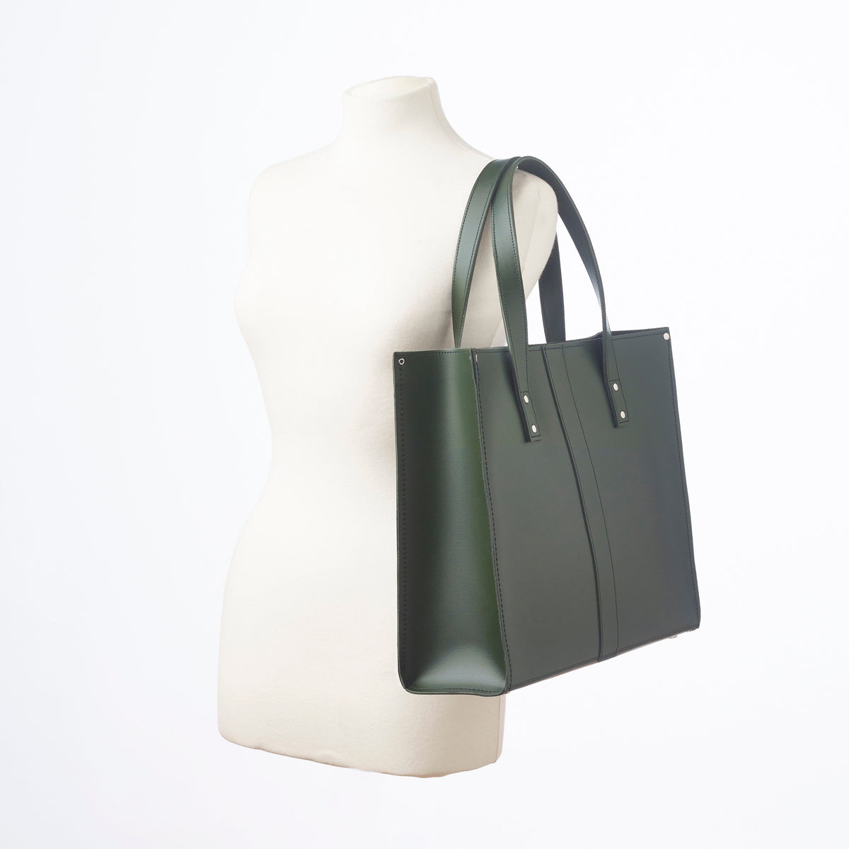 Handmade Leather Shopper – Ivy Green - Bascora