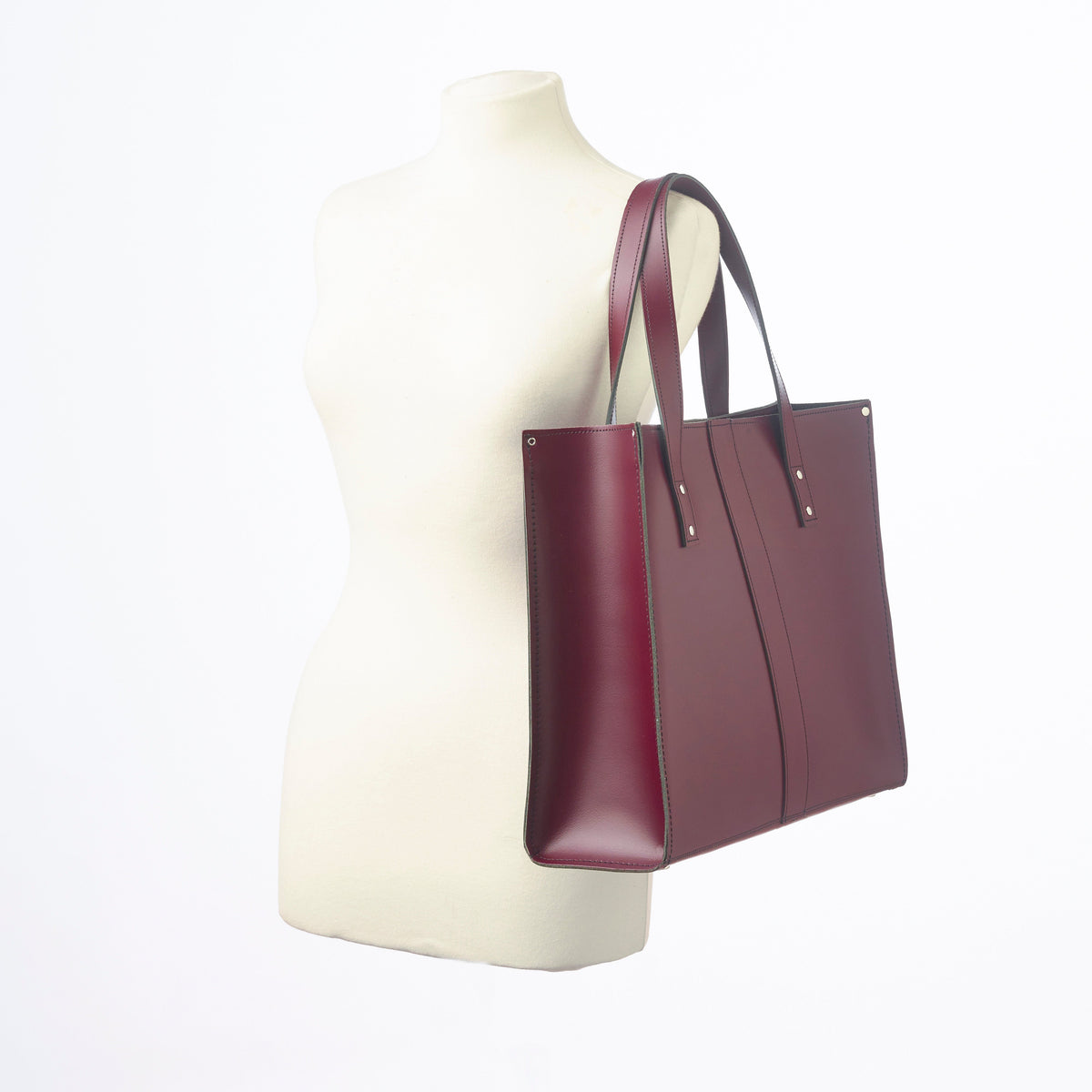 Handmade Leather Shopper – Marsala Red - Bascora