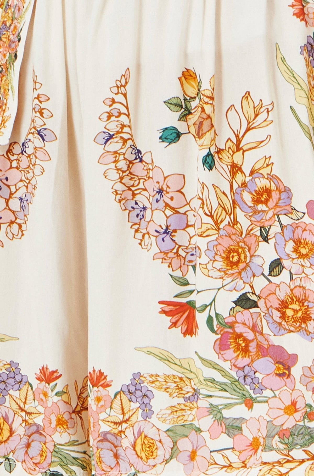 Ivory Viscose Floral Border Shorts - Bascora
