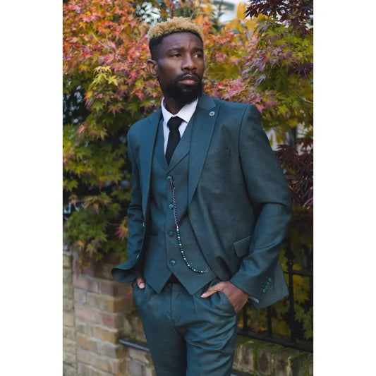 Men's 3 Piece Green Tailored Fit Suit