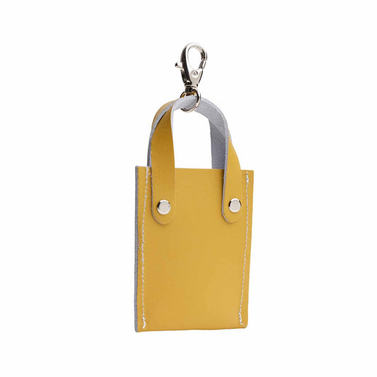 Leather Mini Tote Bag Charm Ochre Yellow | Bascora