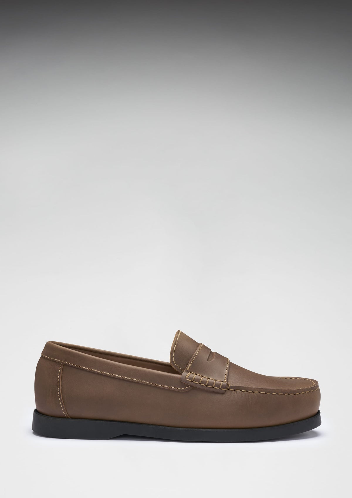 Hugs & Co. Light Brown Leather Boat Loafers with Rubber Sole for Men