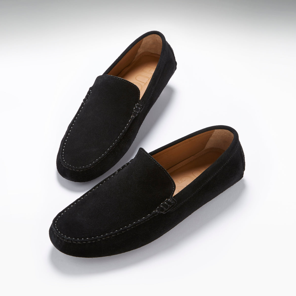 Hugs & Co. Black Italian Suede Contemporary Driving Loafers for Men