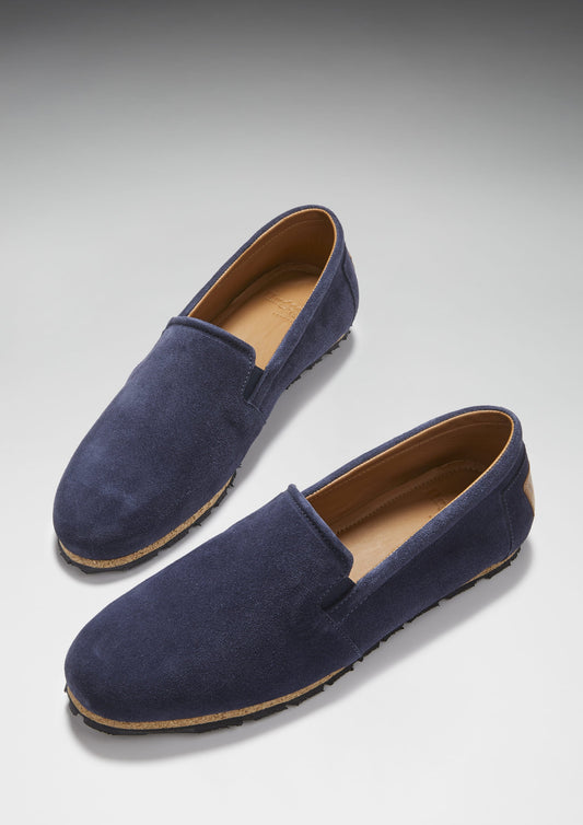 Hugs & Co. Navy Blue Suede Espadrilles with Upcycled Tyre Sole for Men