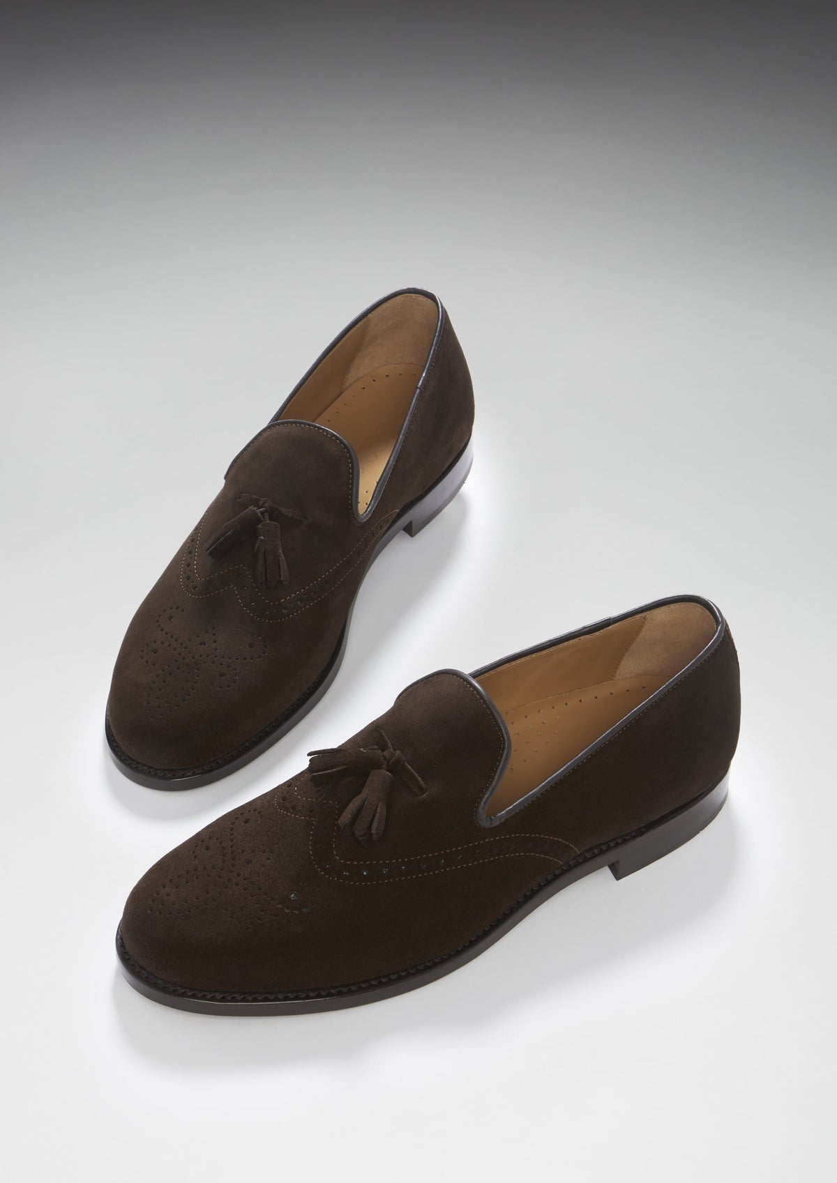 Hugs & Co. Brown Suede Tasselled Brogues with Goodyear Welted Leather Sole for Men