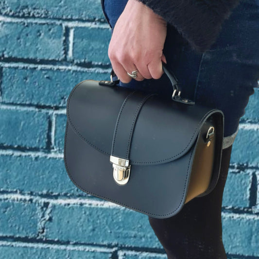Olympia Handmade Leather Bag - Black - Bascora
