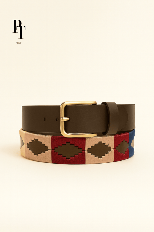 Prestige Tannery Contrast-Stitch Leather Belt – Polo Edition - Bascora