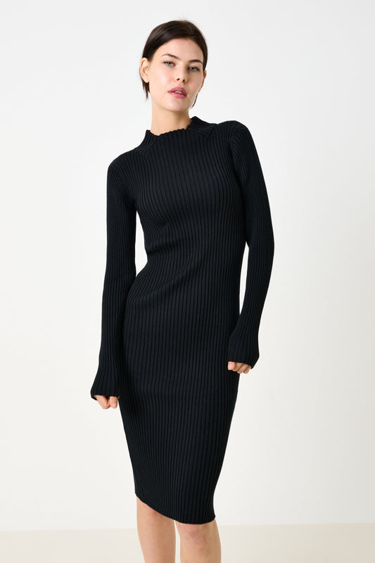 Raye Black Midi Sweater Dress - Bascora