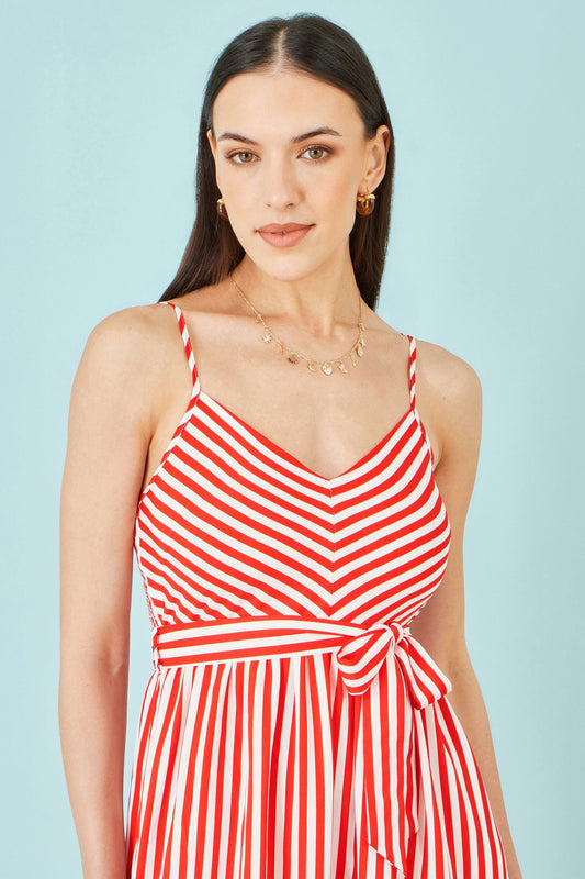 Red Stripe Midi Sun Dress - Bascora