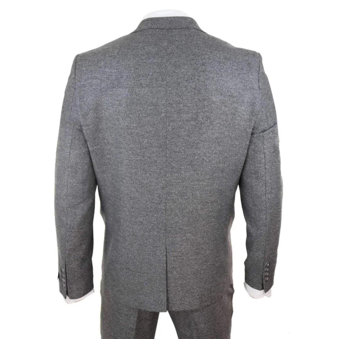Men's Wool Tweed Windowpane Check Double Breasted Waistcoat 3 Piece 1920s Suit