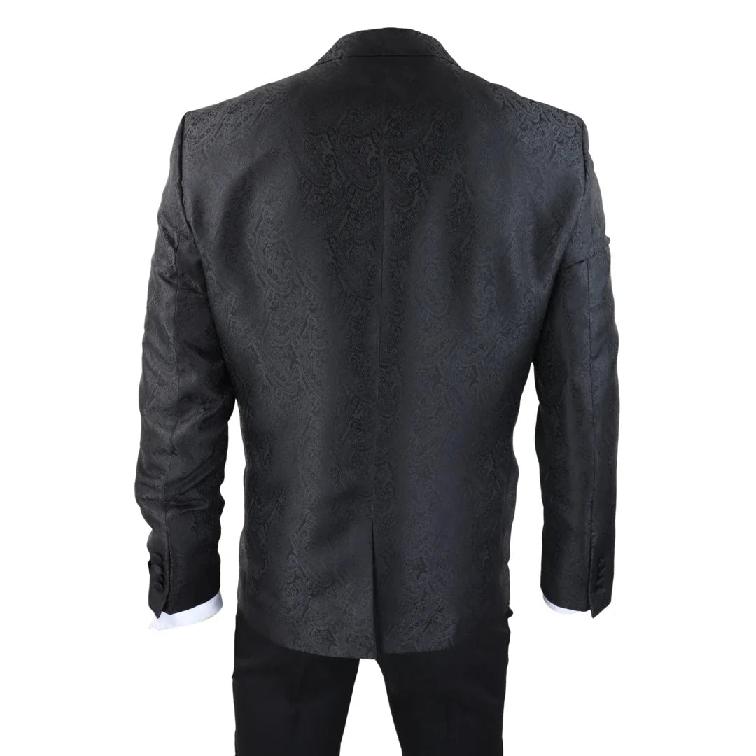 Men's Black Paisley Tuxedo Blazer and Waistcoat Dinner Jacket