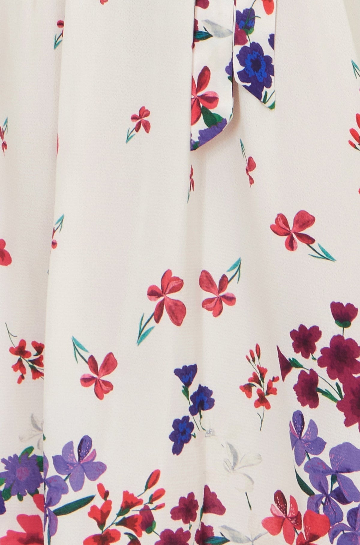 Yumi Ivory Floral Mirror Wrap Dress With Dip Hem - Bascora