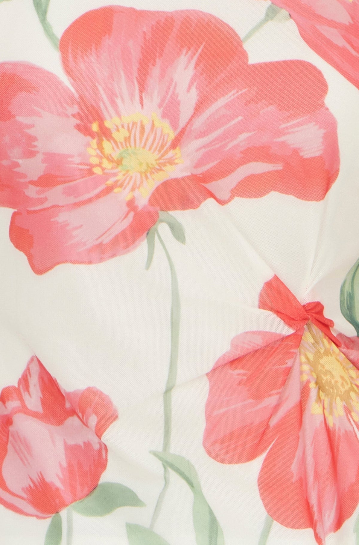 Yumi Ivory Poppy Print Mesh Top - Bascora