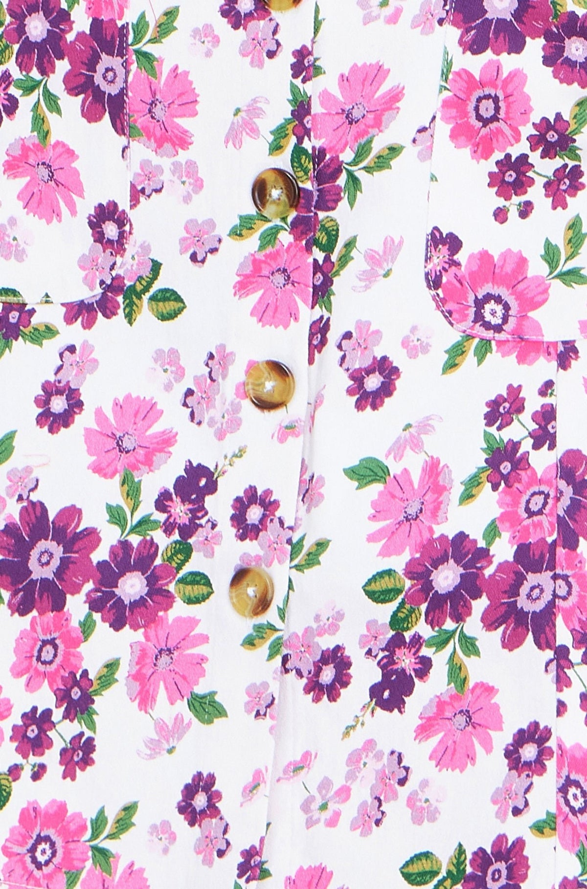 Yumi Pink Retro Floral Cotton Stretch Pinafore Dress - Bascora