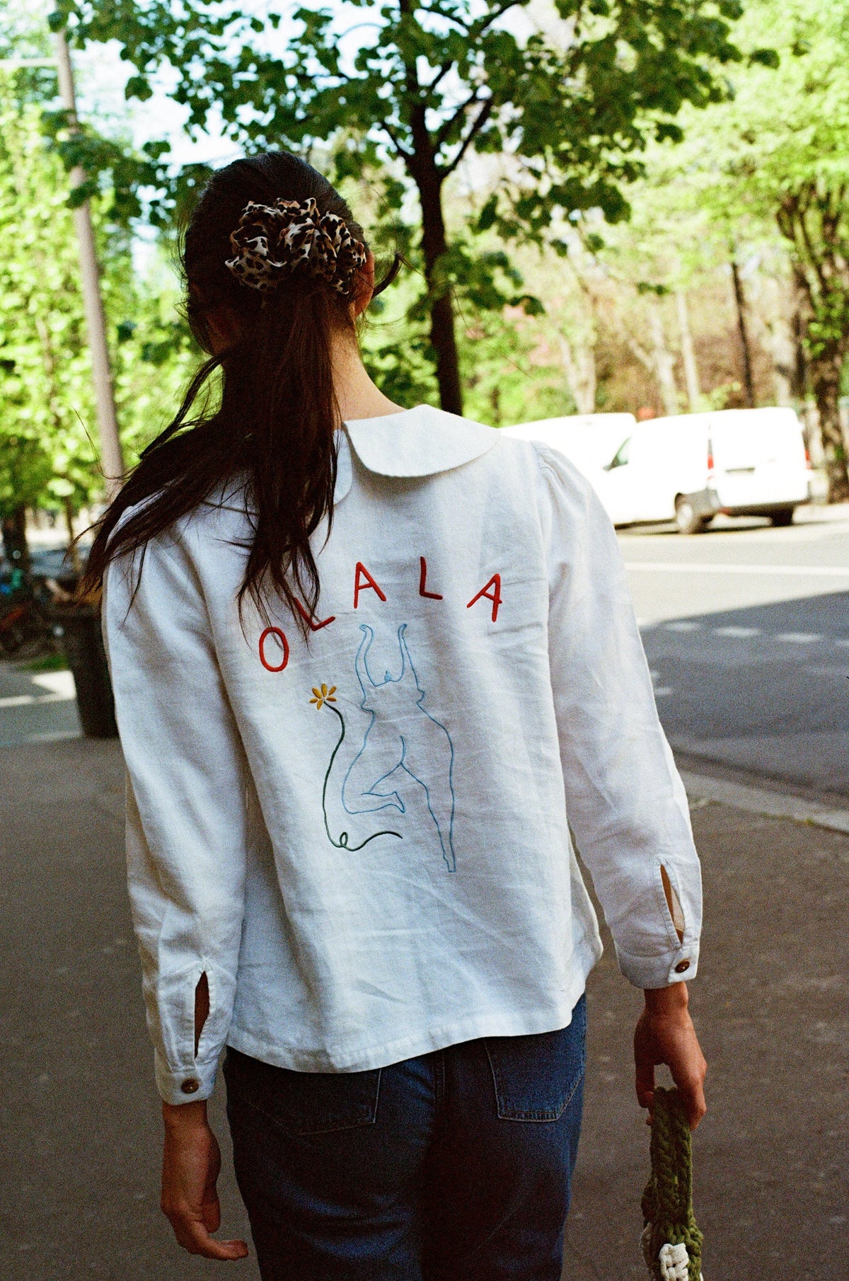 Má + Lin OLALA Embroidered Claudine Linen Blouse - White x Laetitia Rouget