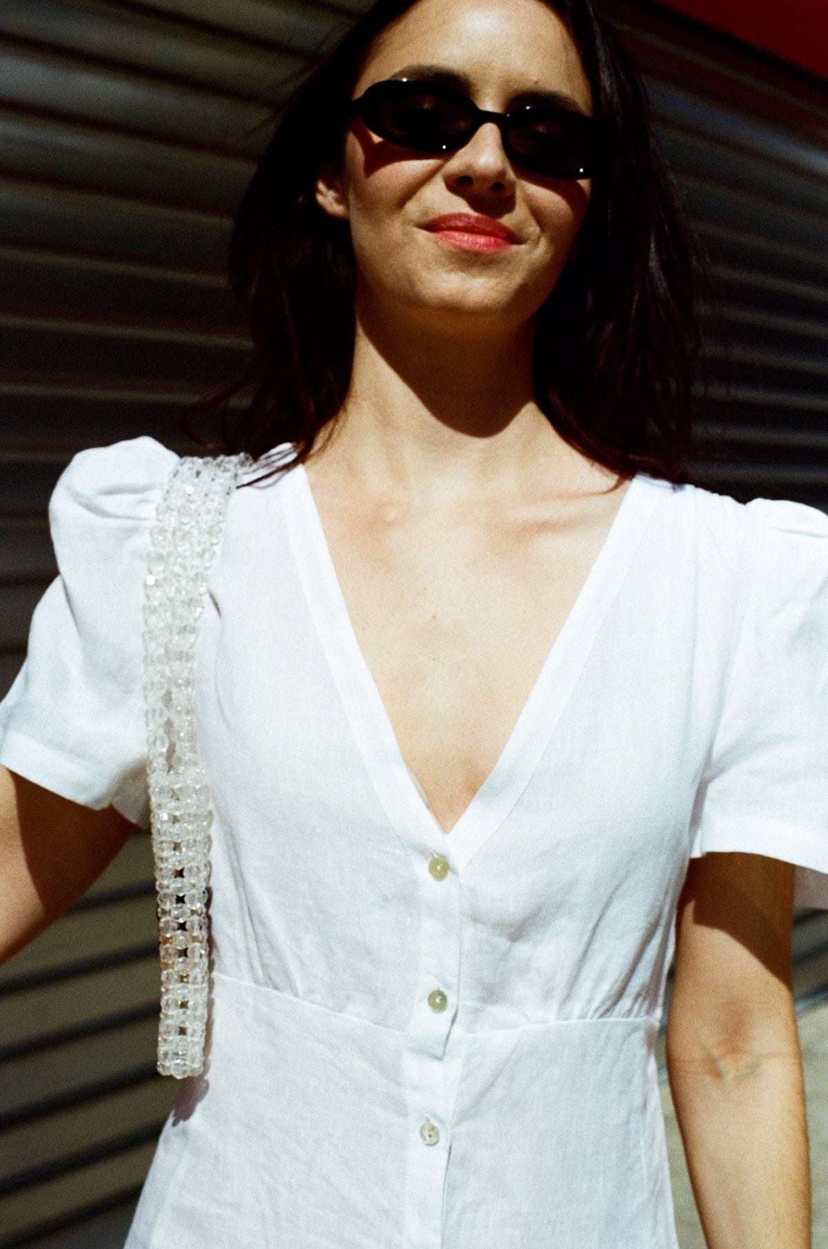 Má + Lin Daisy Linen Dress - White