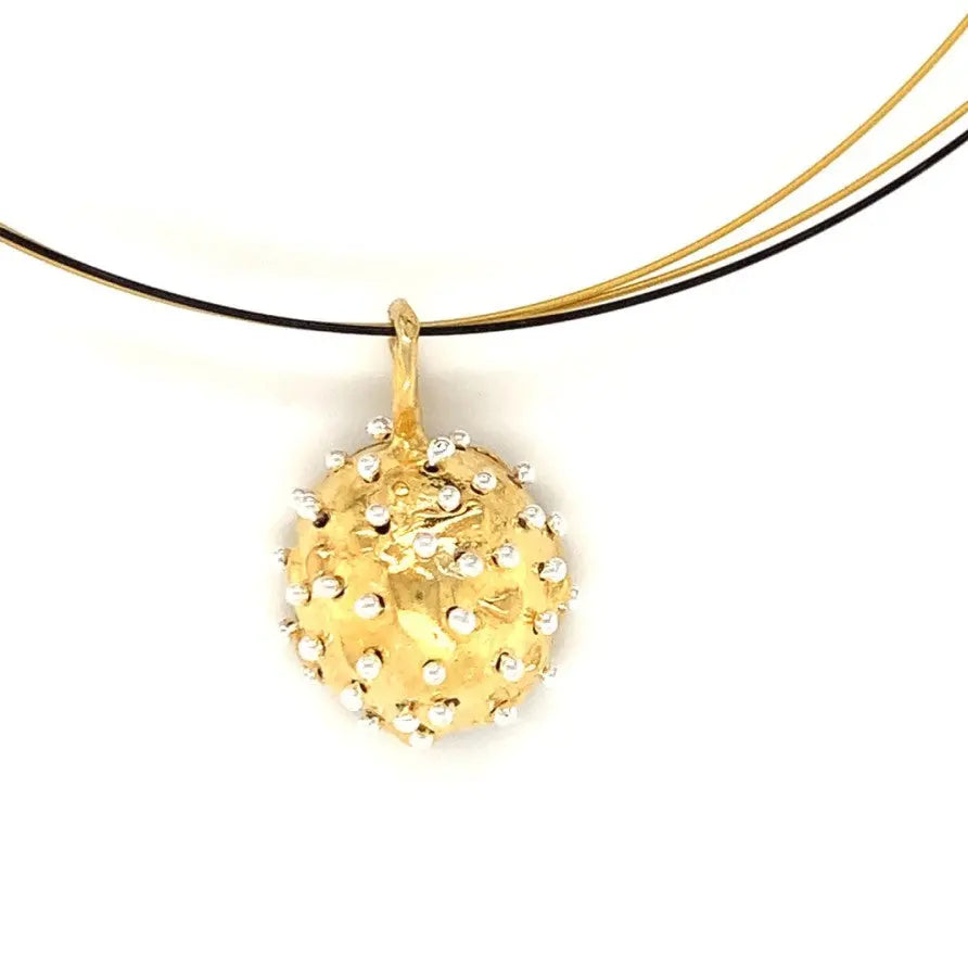Esin Akan Dance of Stamens Midi Necklace in Gold Plated Pendant with Lapis Lazuli