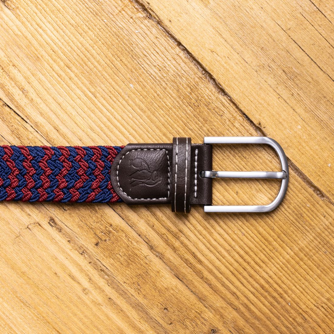 Swole Panda Recycled Woven Belt in Burgundy Zigzag
