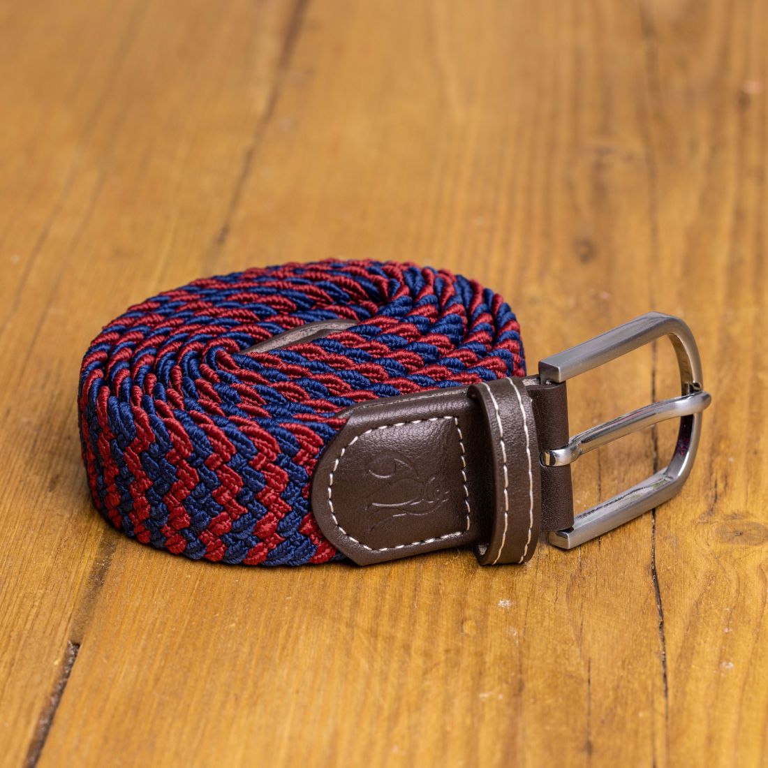 Swole Panda Recycled Woven Belt in Burgundy Zigzag