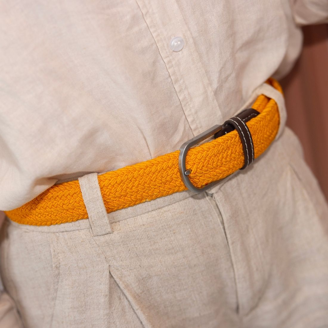 Swole Panda Recycled Woven Belt in Yellow