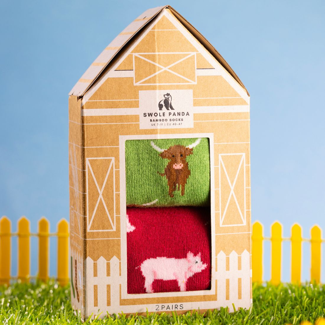 Swole Panda Barn Bamboo Sock Gift Box — 2 Pairs
