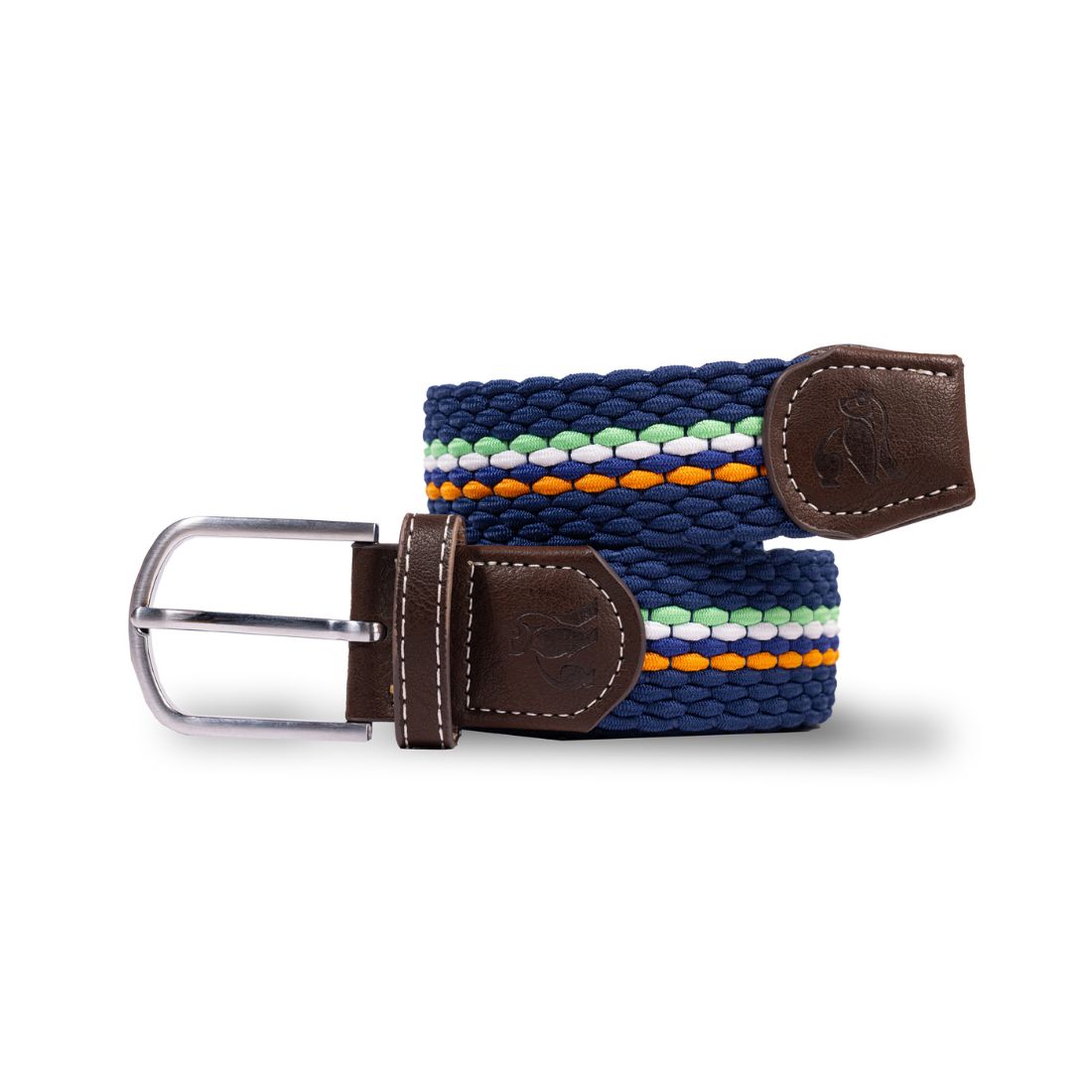 Swole Panda Woven Belt in Orange Green Fine Stripe