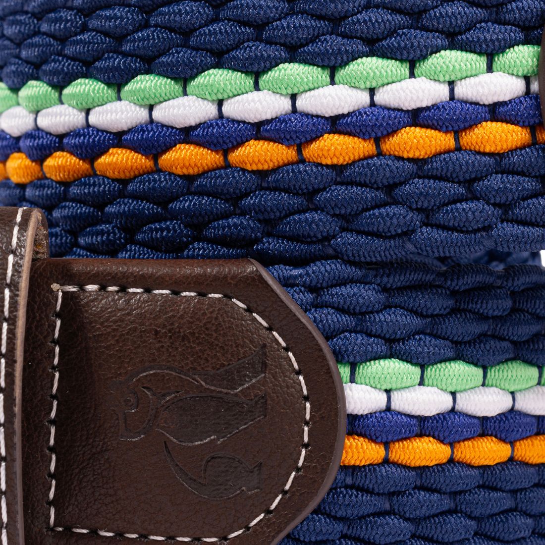Swole Panda Woven Belt in Orange Green Fine Stripe