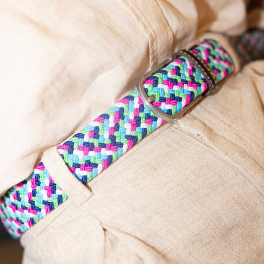 Swole Panda Woven Belt in Bright Zigzag