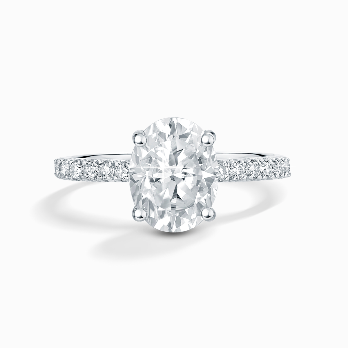 Vianne Jewellery 2ct Oval Moissanite Engagement Ring with Pavé Band in Sterling Silver