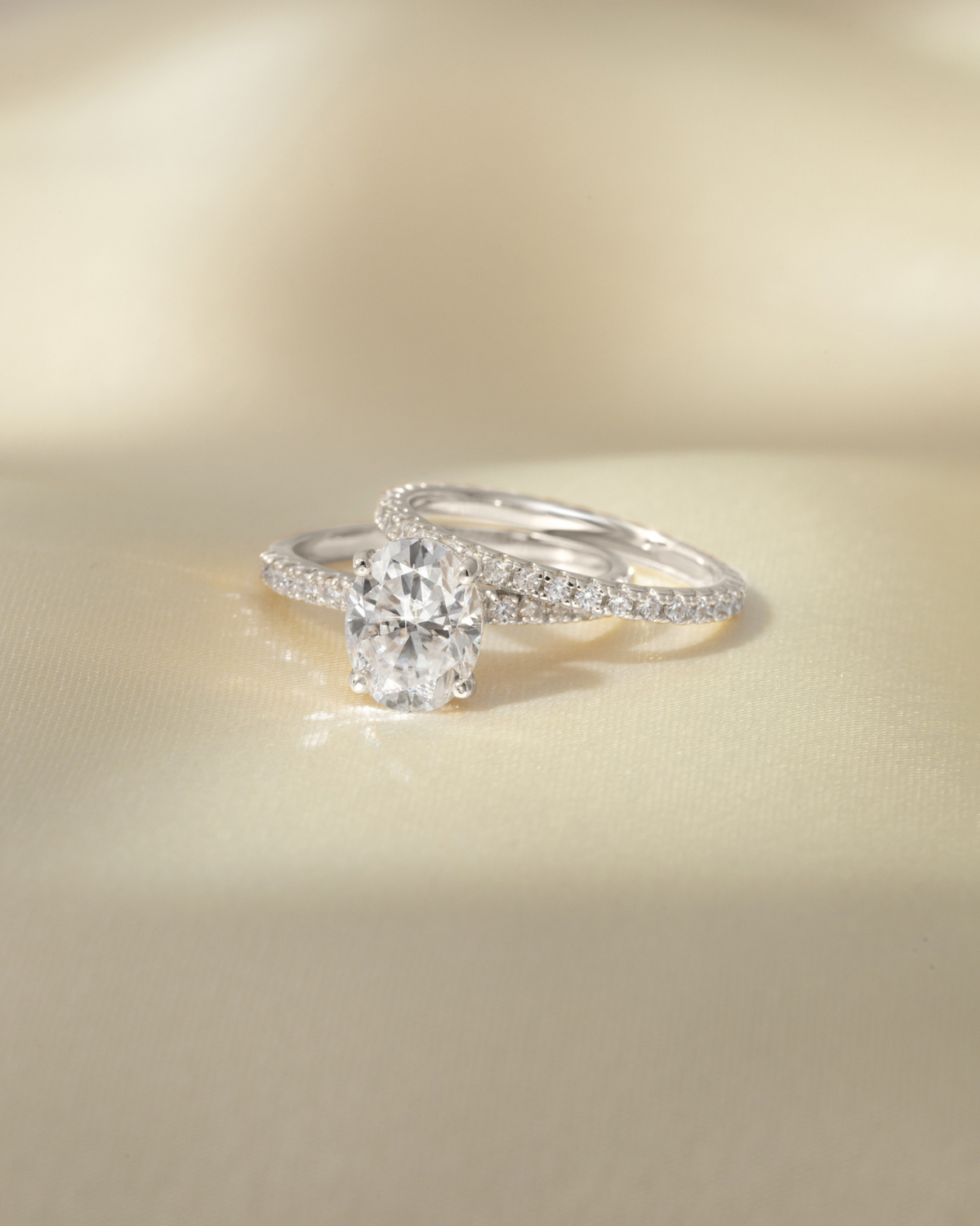 Vianne Jewellery 2ct Oval Moissanite Engagement Ring with Pavé Band in Sterling Silver