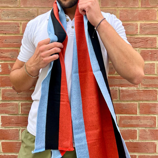 Swole Panda Orange and Blue Stripe Bamboo Scarf